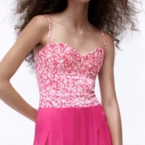 ZARA pink floral corset bodysuit - Picture 3 of 10